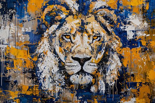 Peinture abstraite d'un lion coloré