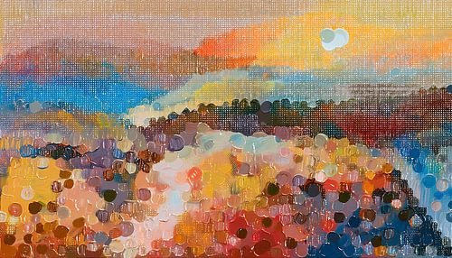 Moderne abstrakte Hügellandschaft: Die warmen Farben der Toskana