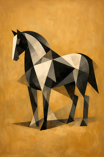 Geometrisch Paard in Oker