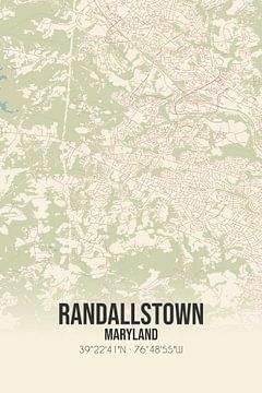 Vintage landkaart van Randallstown (Maryland), USA. van MijnStadsPoster