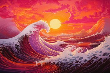 Digitaal creëerde surrealistische water golven in de zee van Art Bizarre