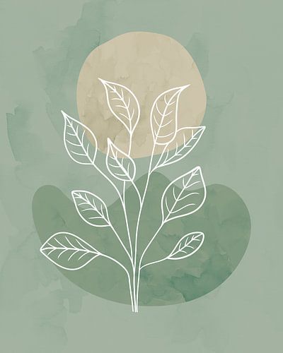 Abstract landschap met een gestileerde boom