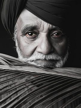 Oude man met rimpels en baard van Mustafa Kurnaz