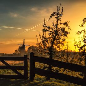 Molen bij zonsopkomst van Hans Soowijl