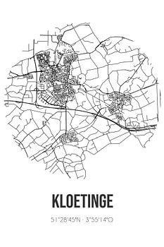 Kloetinge (Zeeland) | Carte | Noir et Blanc