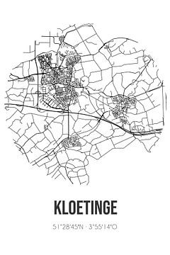 Kloetinge (Zeeland) | Karte | Schwarz und Weiß von Rezona