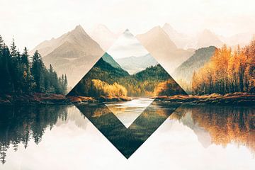 Berglandschap met waterreflectie van Poster Art Shop