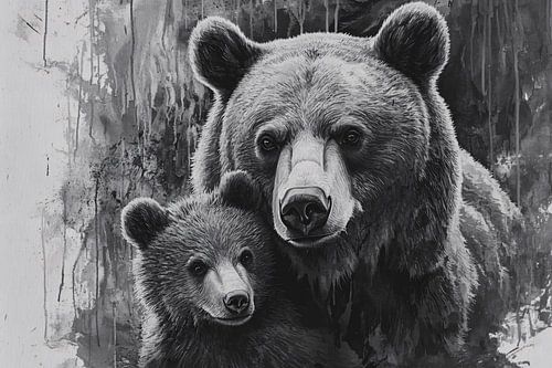 Berenportret in zwart-wit stijl