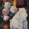 Portret Helene Klimt, Gustav Klimt-vlinder en bloemen van Digital Art Studio