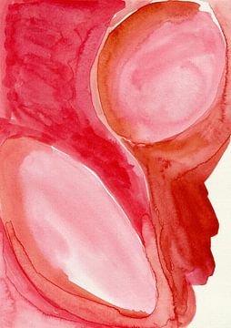 Blush Flow - Aquarelvormen in Roze en Terracotta van Dina Dankers