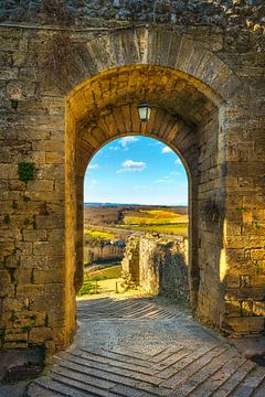 Monteriggioni middeleeuwse versterkte dorpspoort, Toscane van Stefano Orazzini