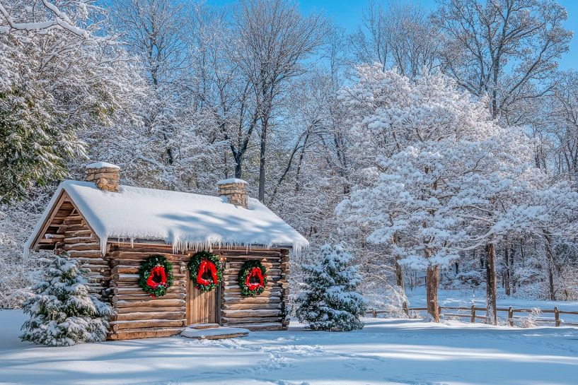 Winter hut Christmas by Poster Art Shop