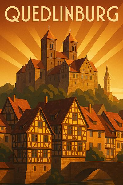 Quedlinburg Reiseposter - Mittelalterliche Stadt Wandkunst von Travel Shop