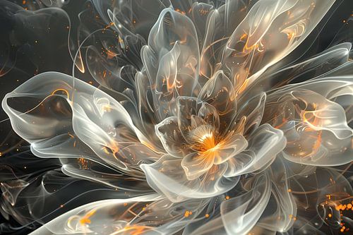 Abstracte digitale bloem met vurige accenten