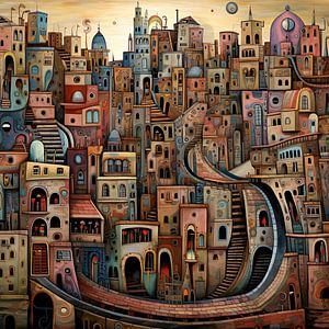 Hundertwasser city dark by Natasja Haandrikman