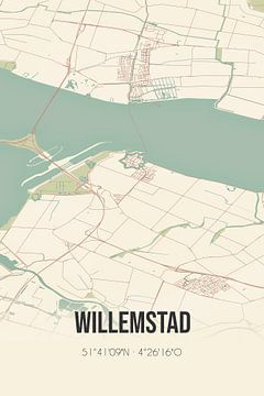 Vintage landkaart van Willemstad (Noord-Brabant) van MijnStadsPoster