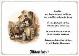 Melkhandelaar – gildebeeld met gedicht van Marcus Achberger