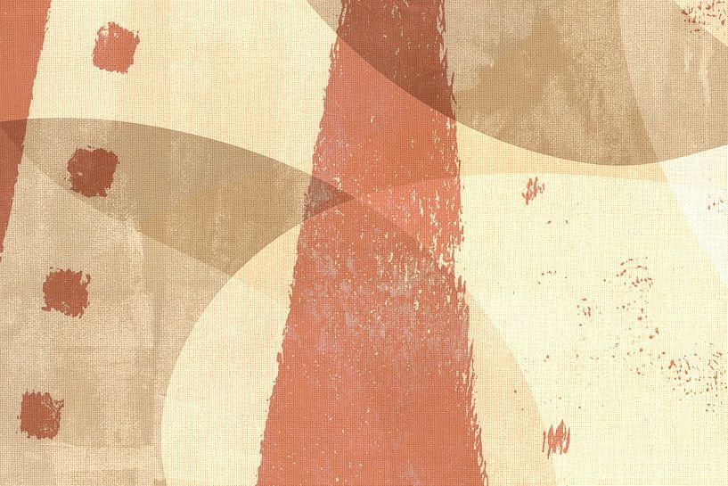 Wabi-sabi. Abstract shapes in terracotta and beige on linen by Dina Dankers
