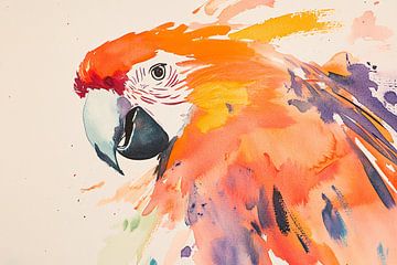Kleurrijke papegaai aquarel schilderij van Imperial Art House