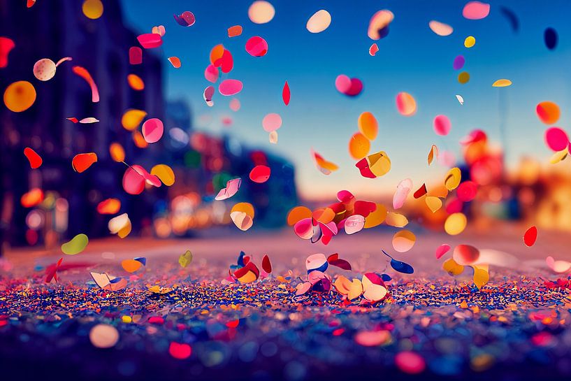 Colourful confetti on the street, art illustration by Animaflora PicsStock
