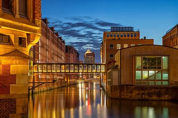 Lights over the Brooksfleet - Hamburg's warehouse district by night by Sabine Wagner