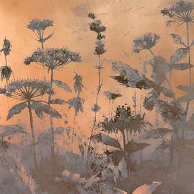 Moderne Skandinavische Botanik Landschaft Mocha Mousse von Mad Dog Art