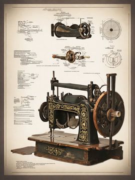 Alte Welt Handwerkskunst Blaupausen, Sämaschine von Biljana Zdravkovic