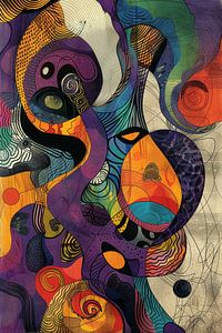 Artiestiek abstract kunstwerk in veel verschillende kleuren van Digitale Schilderijen