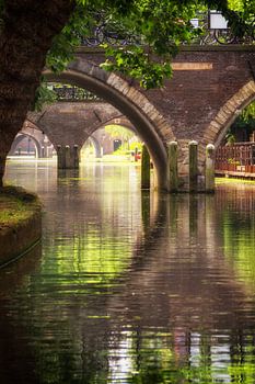 Blick auf die Hamburgerbrug, Weesbrug, Smeebrug, Geertebrug und Vollersbrug in Utrecht.