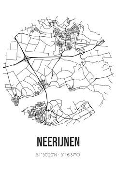 Neerijnen (Gelderland) | Landkaart | Zwart-wit van MijnStadsPoster