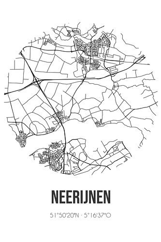 Neerijnen (Gelderland) | Karte | Schwarz und Weiß