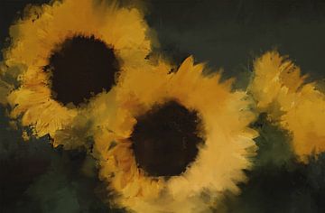 Abstrakte Sonnenblumen in dunklen Farben von MadameRuiz