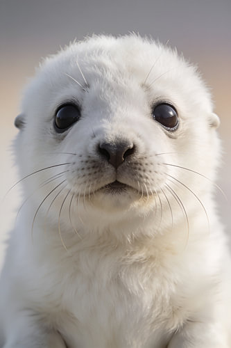 Portrait d'un bébé phoque blanc – Affiche animalière