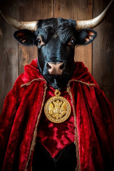 Royal bull in red robes by Poster Art Shop
