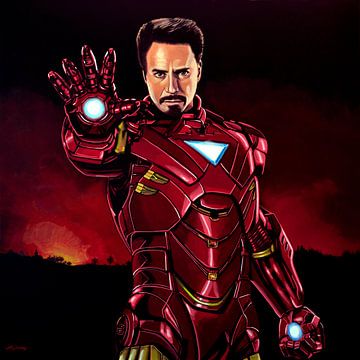 Robert Downey Jr. als  Iron Man schilderij von Paul Meijering
