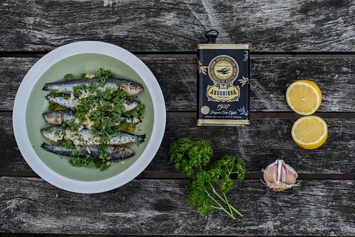 Gemarineerde sardientjes & ingrediënten