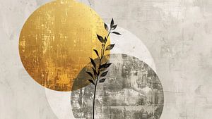 Abstrakte Illustration von zwei Sonnen, mit einer goldenen und silbernen Farbpalette