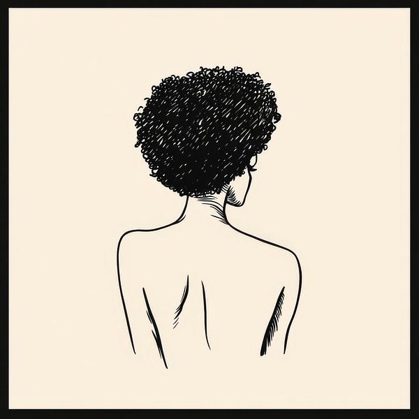 Achteraanzicht met krullend haar van Poster Art Shop