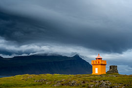 Dark clouds over Hafnarnesviti in Iceland by Gerry van Roosmalen