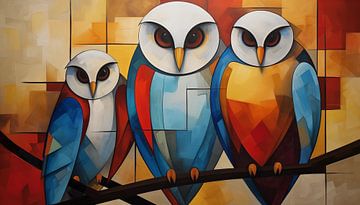 Abstract owls cubism panorama by TheXclusive Art