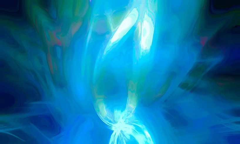 Luminous Lotus Zen Abstraction Blue by Mad Dog Art