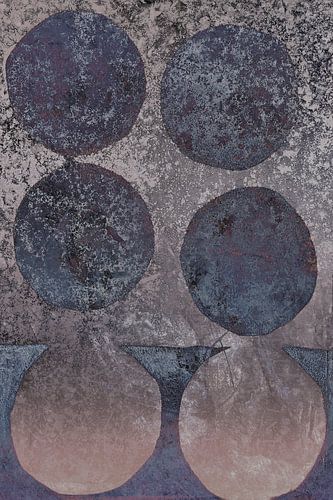 Modern abstract expressionisme. Minimalistische vormen in taupe, blauw, bruin, beige