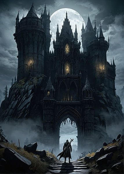 La dernière ascension vers le donjon éclairé par la lune par atiq fauzi