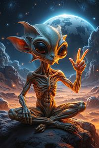 Fantasy Sci-Fi Art Wandbild:  ZORVAN - Das Alien auf dem Mond | Kunst & Fine Art Prints