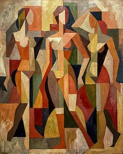Fragmented Figures in Earth Tones