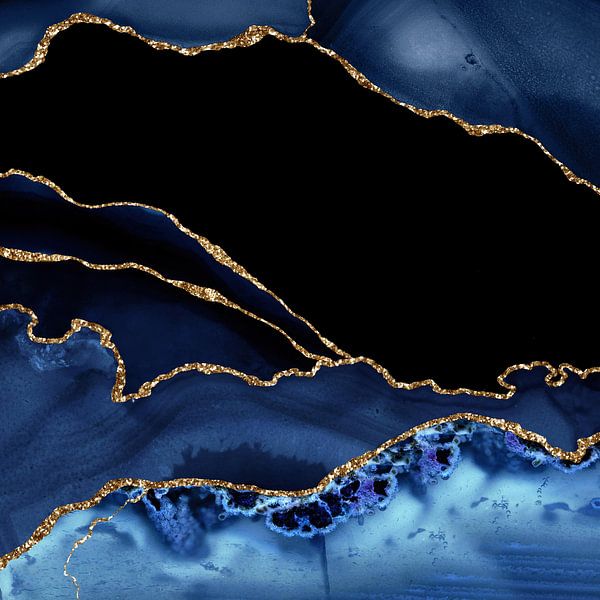 Marineblau &amp; Gold Achatstruktur 14 von Aloke Design