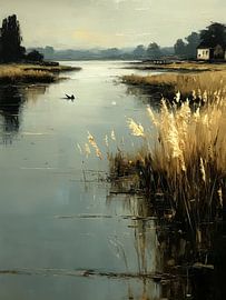 Golden tranquillity by the water's edge by Sandu Brus ARCANE ART STUDIO