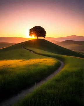 Einsamer Baum im Morgen