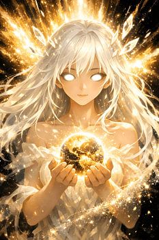 Anime Goddess Divine Light Gold Magic
