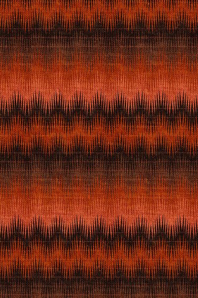 Nostalgie. 70s retro textiel in oranje, bruin, zwart en roest van Dina Dankers